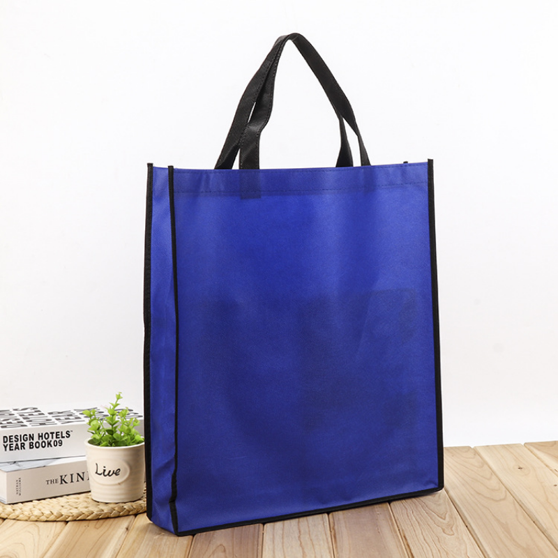 15" x 17"x 3" Fashionable Portable Non-woven Two-tone Tote Bag Foldable Patchwork Shopping Bag with a Front Pocket