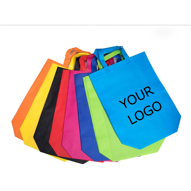 Recyclable Vertical Style Non Woven Bags, Grocery Tote Bag, Large Eco Friendly Shopping Bags, 16" x 13.8" x 4.7", MOQ 100