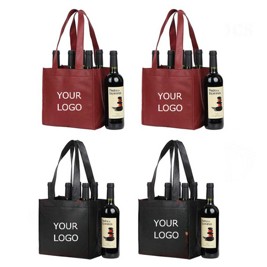 11.14" x 14.96"x 11.22" Custom 6 Bottle Wine Thickened Non-Woven Bag with Divider