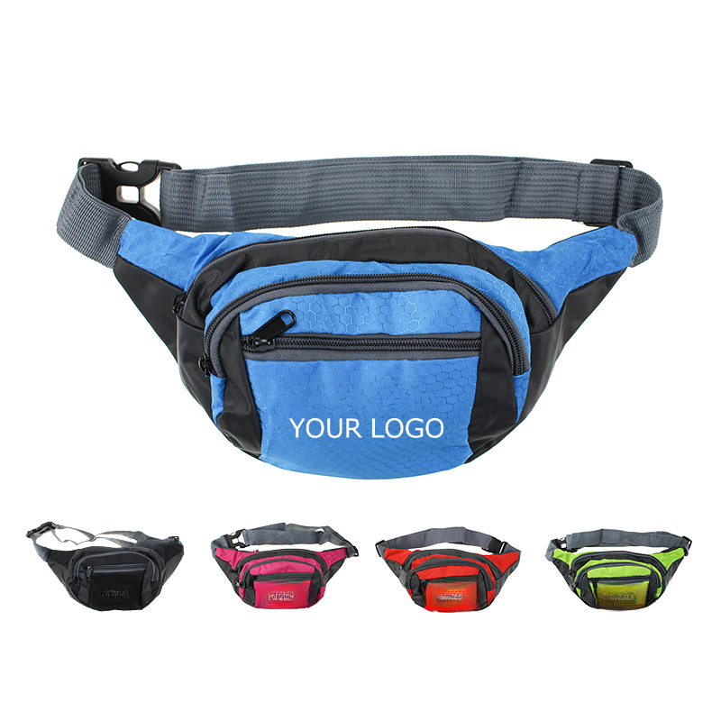 Waterproof Fanny Pack for Women Men with 4-Zipper Pockets, Promotional Fashion Waist Pack   for Hiking, Running, Travel, Cycling and Casual, MOQ 10