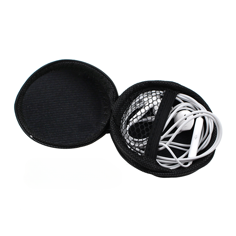 Mini Round Portable Storage Bag Case for Headphones Headset, Multifunctional Logo Storage Organizer for Cables, MOQ 20