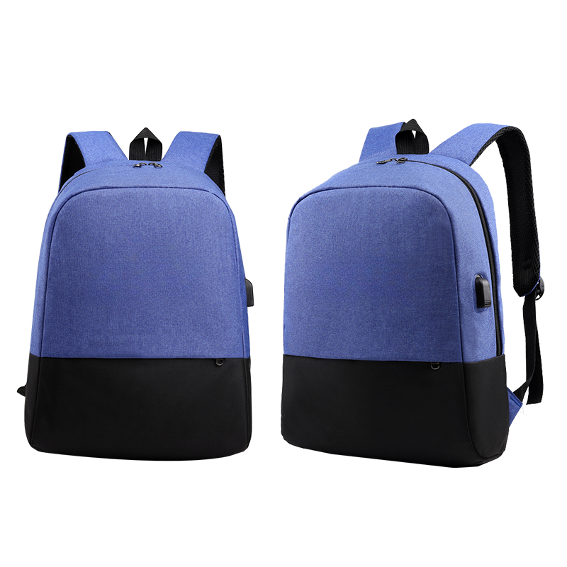 Fashion Two-color Matchwork Laptop Backpack with USB Charging Port MOQ 10