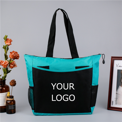 17" x 14"x 5" Large Capacity Oxford Cloth Tote Bag with Front Pocket and Side Mesh Pockets