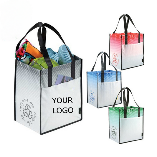 12" x 14"x 5" Custom Non-woven Washable Foldable Shopping Bag with Reinforced Handles with A Front Pocket