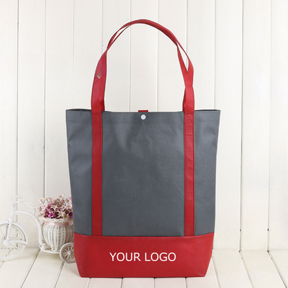 15.35" x 18.5 "x  6.69" Custom Nonwoven Color-blocking Tote Bag with Long Handles