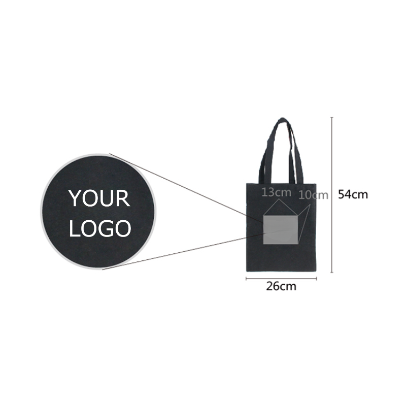 10.2"x 13.0" Custom Reusable Black Tote Bag for Promotion MOQ 10