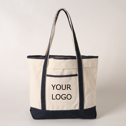 16.25" x 12.13"x 4.88"  Custom Oxford Cloth Color-blocking Tote Bag with Long Reinforced Handles