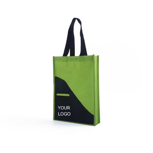 15"  x 12" x 3" Promotional Non-woven Reusable Fashion Color Blocking Tote Bag with Handles