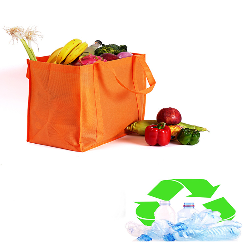 14.17"x 11.81"x 7.87" Eco-friendly Non-woven Washable Foldable Shopping Bag with Reinforced Handles