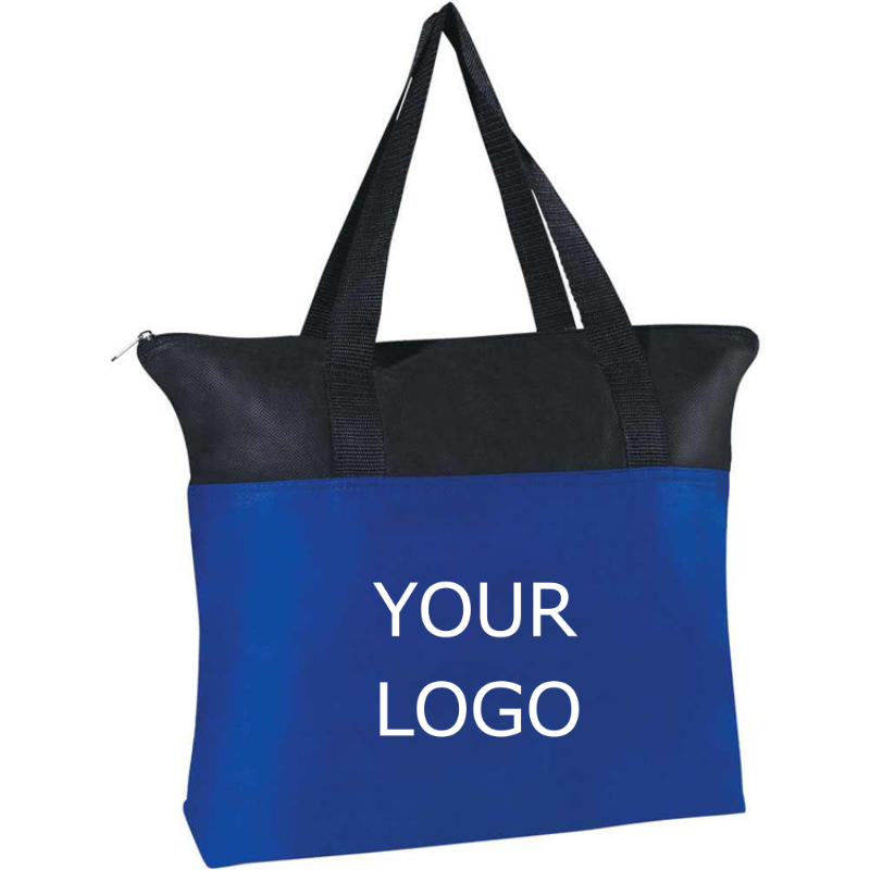 15" x 14" Custom Fashionable Two-tone Color-blocking Non-woven Tote Bag