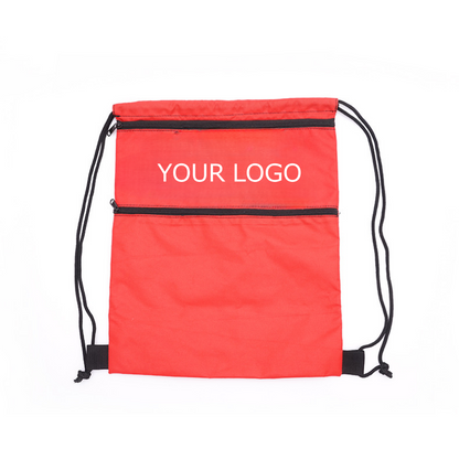 13.78"x16.93" Custom Drawstring Backpack Bag Water Resistant String Bag Sports Sackpack with Zipper