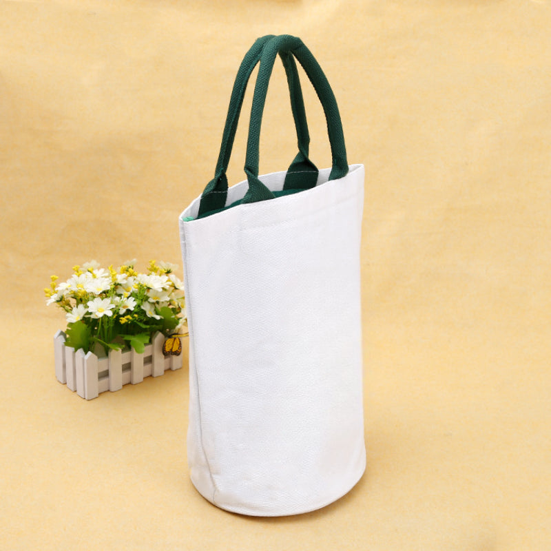 Customized Large Capacity Bucket Cotton Canvas Tote Bag Shopping Bag with Inner Pockets, 8" x 10" x 8"