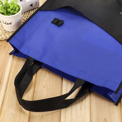 15" x 17"x 3" Fashionable Portable Non-woven Two-tone Tote Bag Foldable Patchwork Shopping Bag with a Front Pocket