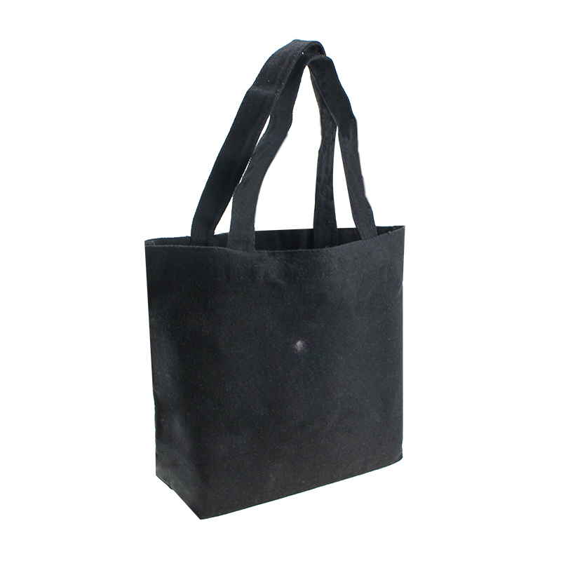 11.8" x 7.9" x 3.9" Black 10 oz Canvas Tote Bag with Logo MOQ 10