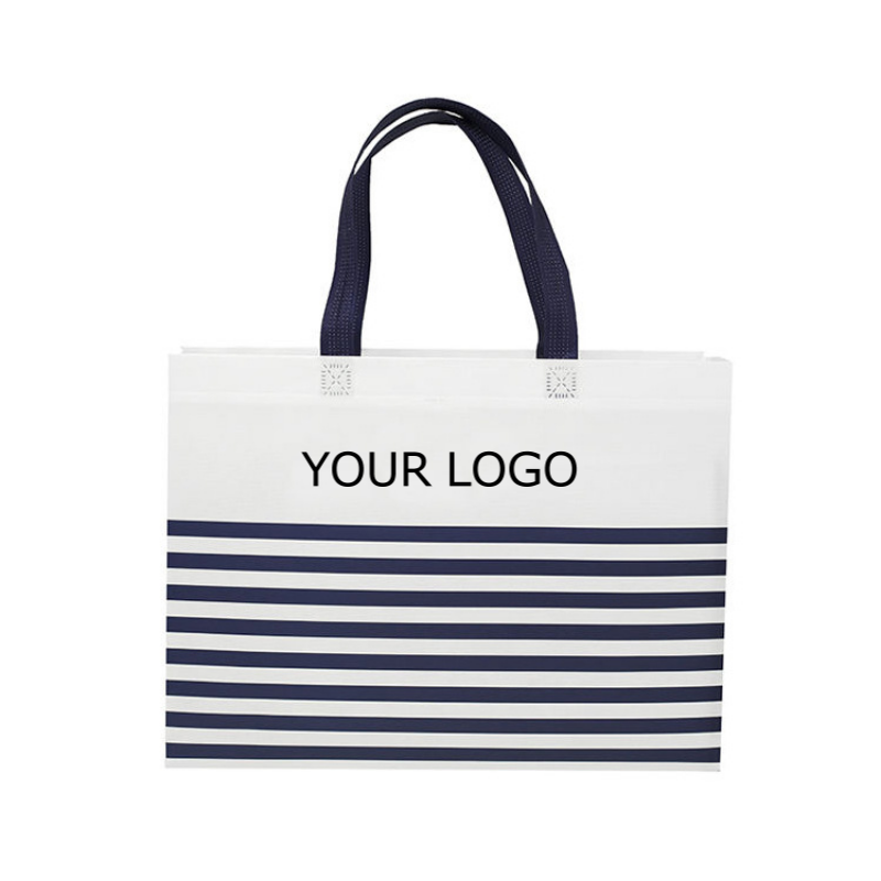 15" x 13.75"x 4" Customized Fashion Non-woven Striped Tote Bags For Shopping