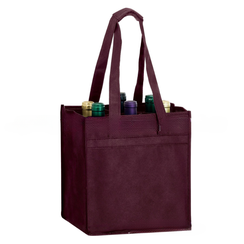 10"x 11"x 7" Reusable Non-Woven Fabric 6 Bottle Wine Bags for Wine Bottles Gifts with Handles