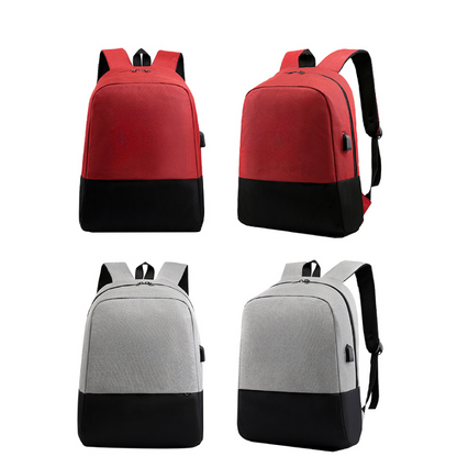 Fashion Two-color Matchwork Laptop Backpack with USB Charging Port MOQ 10