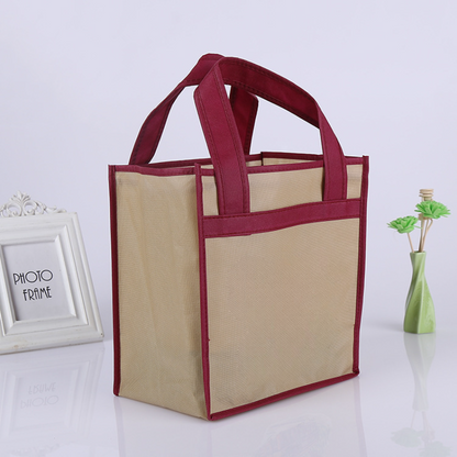 13"x 14"x 7" Durable 6 Wine Bottle Carrier Non-woven Foldable Drinks Holder with Divider