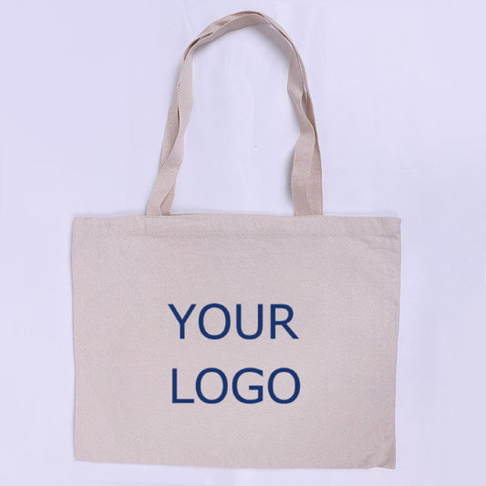 Custom Natural Cotton Canvas Tote, 15.7" x 13.8" x 4.7"