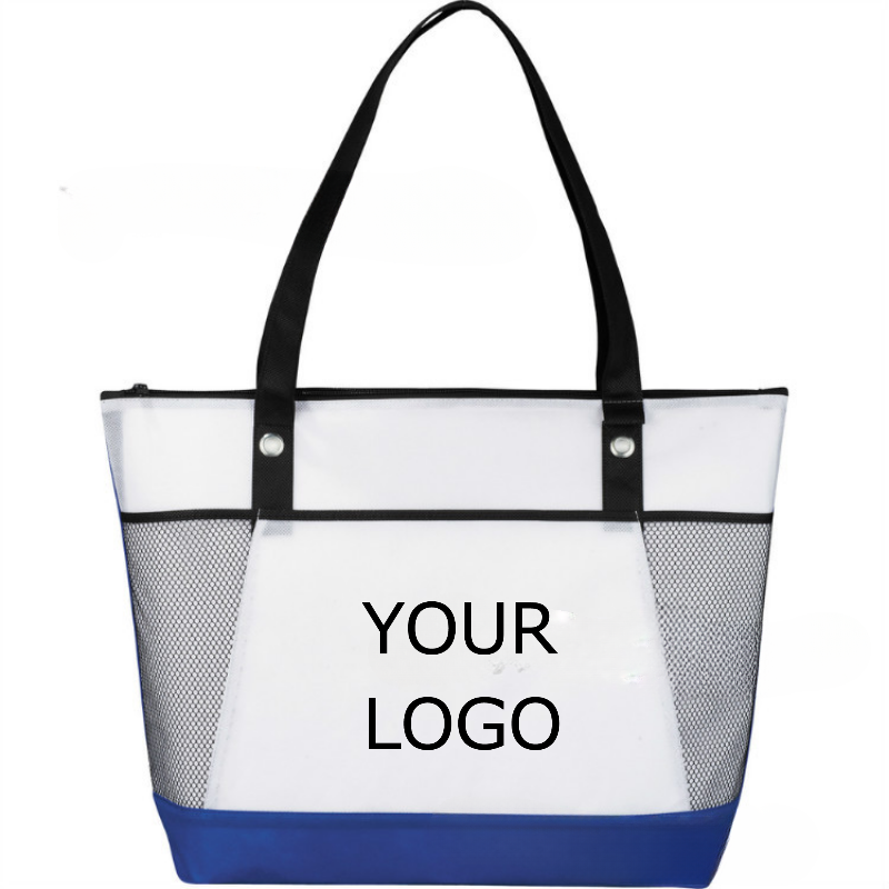 20" x 14"x 4.5" Custom Non-woven Patchwork Tote Bag with Side Mesh Pockets