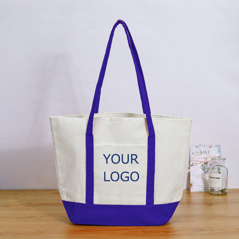 15" x 15" Trendy Color-Blocking Canvas Shopping Bag for Groceries