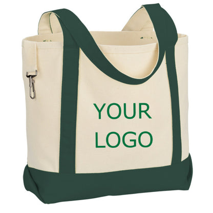 12 Oz. Cotton Canvas Shopping Tote Bag, Reinforced Portable Canvas Bag, 18" x 13" x 6"