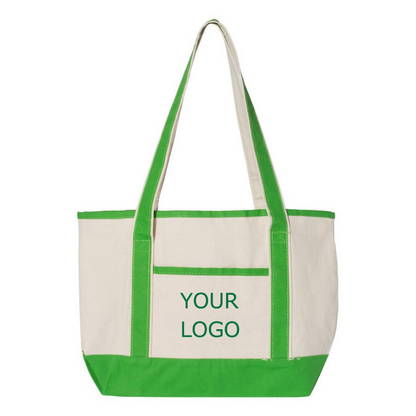 16.25" x 12.13"x 4.88" Custom Canvas Two-tone Color-blocking Tote Bag for Shopping and Groceries