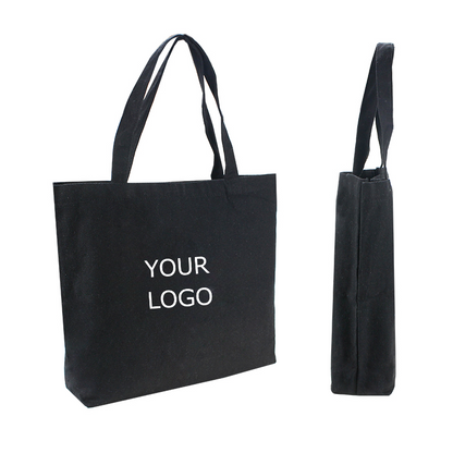 16.5" x 13.8" x 4.0" Promotional 10 oz Black Canvas Bag with Shoulder Length Handles MOQ 10