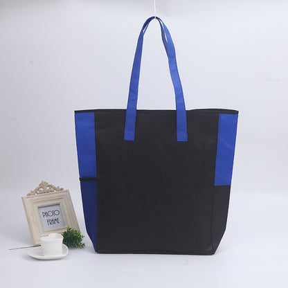 14.3" x 18.75 " x  3.5" Reusable Non-woven Color-blocking Grocery Tote Bag Eco-Friendly Fashion Shoulder Bag