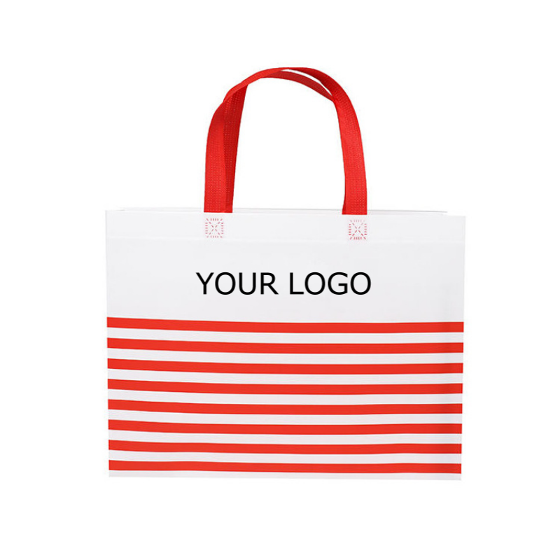 15" x 13.75"x 4" Customized Fashion Non-woven Striped Tote Bags For Shopping