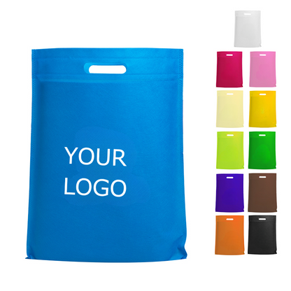 Custom Large Size Non-woven Bags with Die Cut Handles, 13.8" x 17.8", MOQ 100