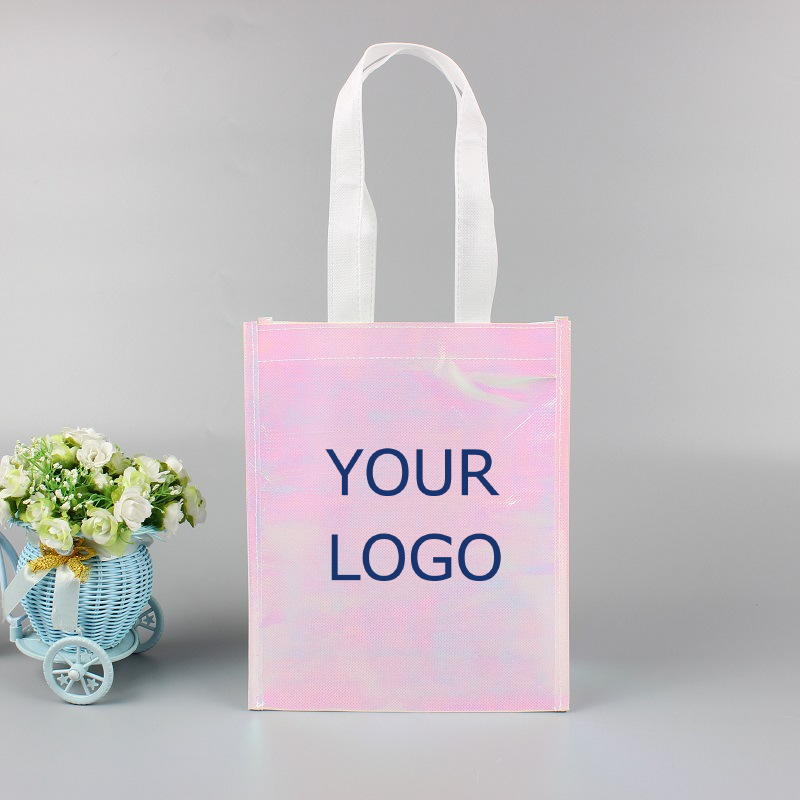 9" x 10.75"x 4.75" Custom Luxurious Laminated Tote Bags for Shopping, Beach, Wedding Favors