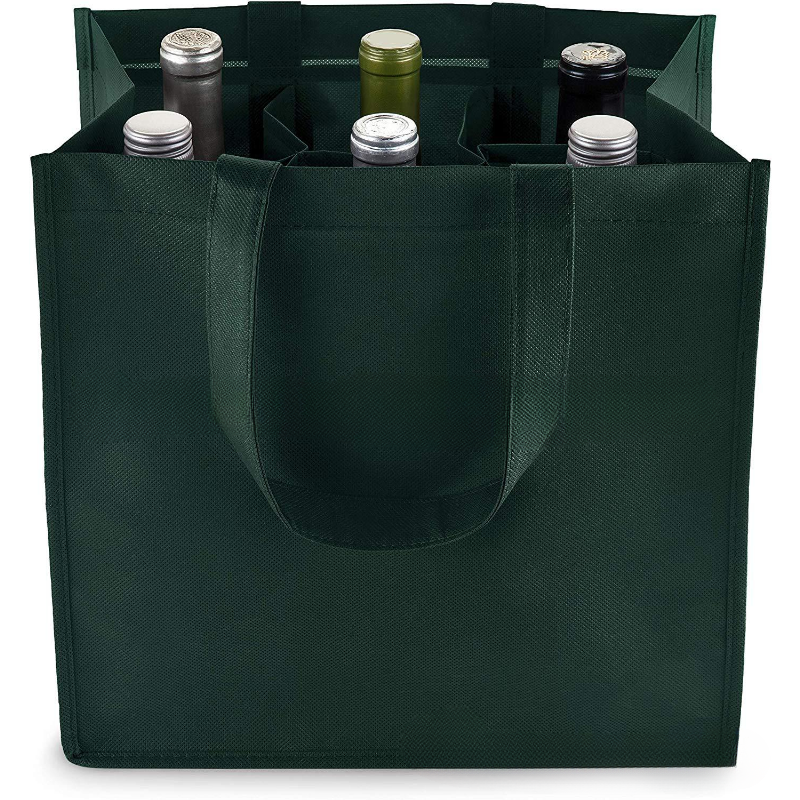 10"x 11"x 7" Reusable Non-Woven Fabric 6 Bottle Wine Bags for Wine Bottles Gifts with Handles