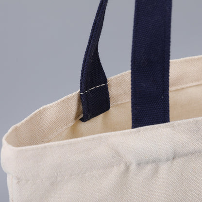 16.22" x 12.44" x 2.68", Promotional Vertical Cotton Canvas Tote Bag with Bottom, Large Capacity, Custom Colored Handles