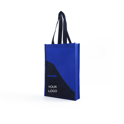 15"  x 12" x 3" Promotional Non-woven Reusable Fashion Color Blocking Tote Bag with Handles