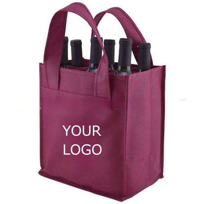 10"x 11"x 7" Reusable Non-Woven Fabric 6 Bottle Wine Bags for Wine Bottles Gifts with Handles