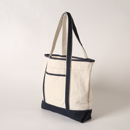 16.25" x 12.13"x 4.88"  Custom Oxford Cloth Color-blocking Tote Bag with Long Reinforced Handles