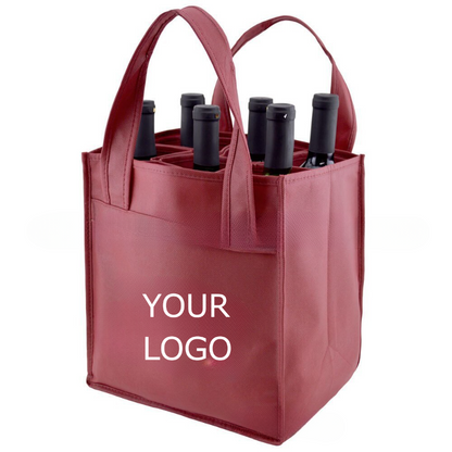 10"x 11"x 7" Reusable Non-Woven Fabric 6 Bottle Wine Bags for Wine Bottles Gifts with Handles