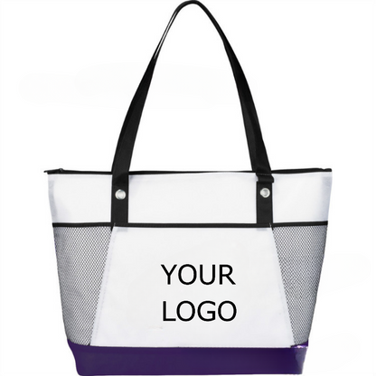 20" x 14"x 4.5" Custom Non-woven Patchwork Tote Bag with Side Mesh Pockets