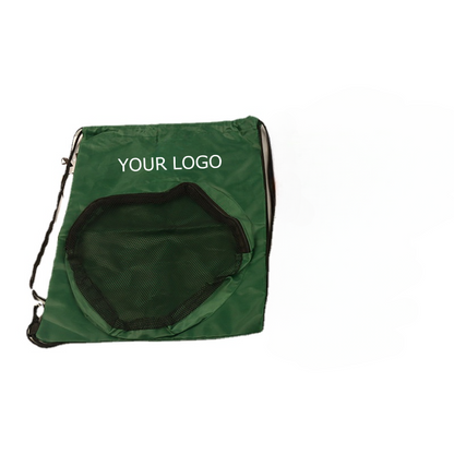 14.17" x 16.9" Polyester Drawstring Backpack Sports Gym Bag Mesh Zippered Football Bag