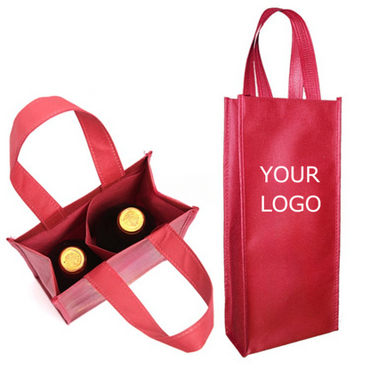 11.14" x 14.96"x 11.22" Customized 6 Bottle Wine Bag with Divider Reusable Thickened Non-Woven Wine Bottle Carrier