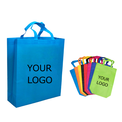 Recyclable Vertical Style Non Woven Bags, Grocery Tote Bag, Large Eco Friendly Shopping Bags, 16" x 13.8" x 4.7", MOQ 100