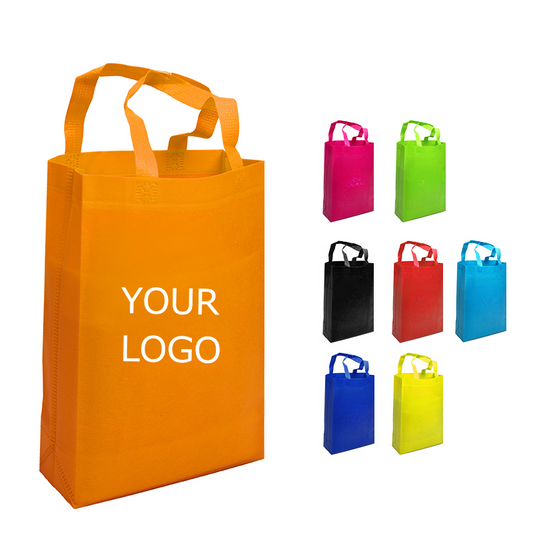 Reusable Vertical Style Non-Woven Grocery Tote Bag for Travel Storage, Small Size, 9.8" x 13.8" x 3.9",  MOQ 100