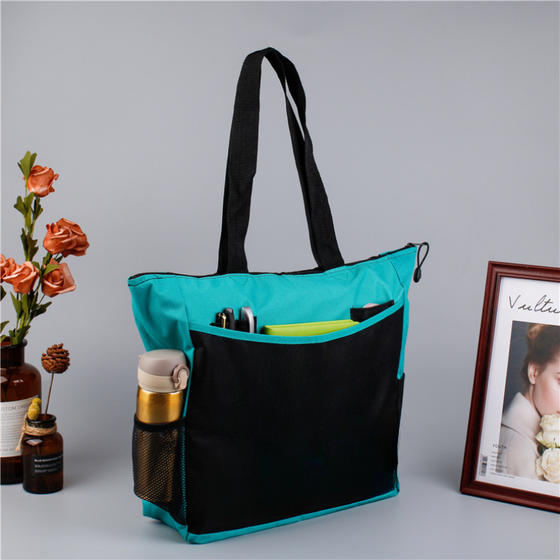 17" x 14"x 5" Large Capacity Oxford Cloth Tote Bag with Front Pocket and Side Mesh Pockets