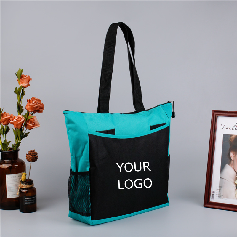 17" x 14"x 5" Large Capacity Oxford Cloth Tote Bag with Front Pocket and Side Mesh Pockets