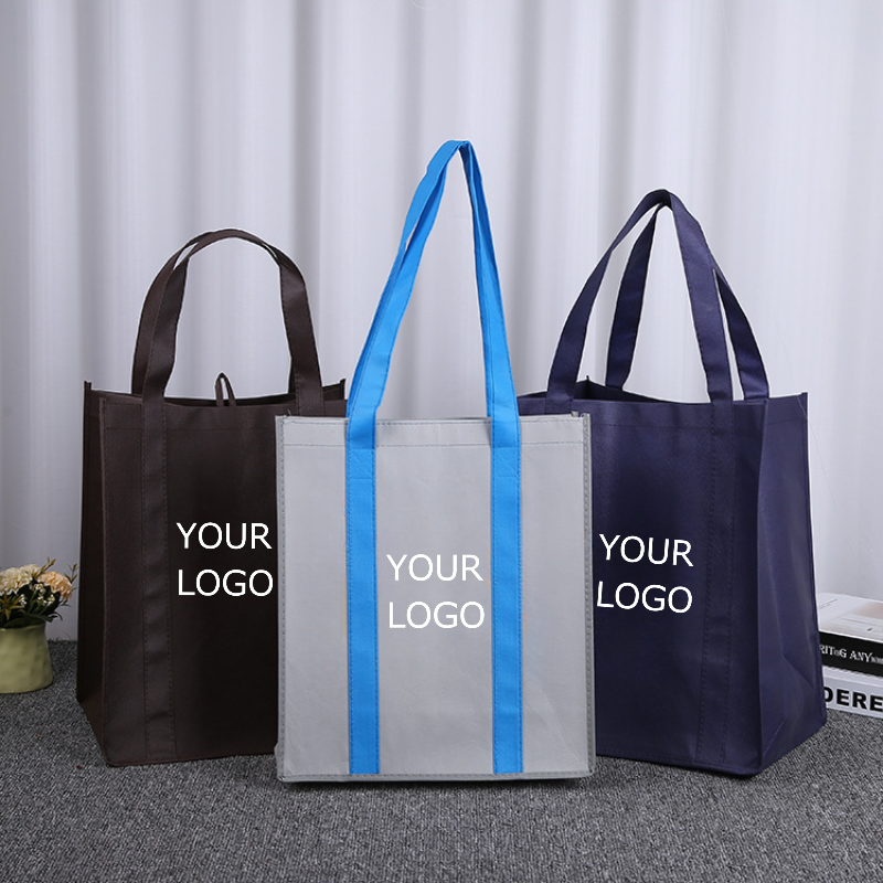 13" x 14.5"x 10" Custom Non-woven Fabric Grocery Bag with Long Reinforced Handles