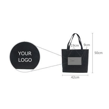 16.5" x 13.8" x 4.0" Promotional 10 oz Black Canvas Bag with Shoulder Length Handles MOQ 10