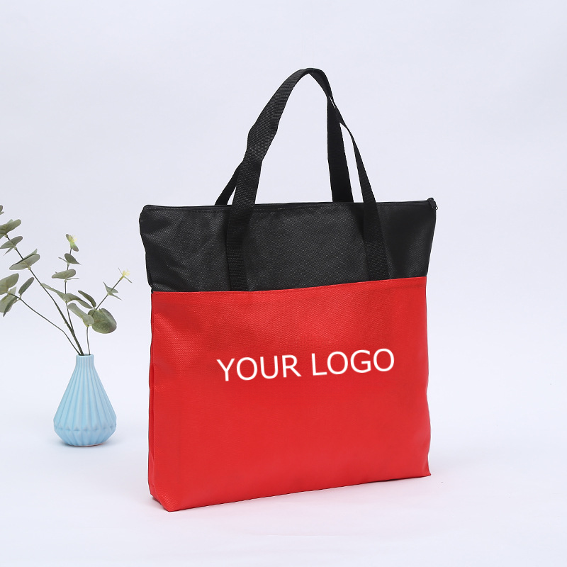 15" x 18" Resuable Non-woven Color Block Grocery Bag with Your Logo