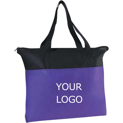 15" x 14" Custom Fashionable Two-tone Color-blocking Non-woven Tote Bag