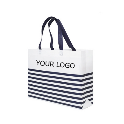 15" x 13.75"x 4" Customized Fashion Non-woven Striped Tote Bags For Shopping